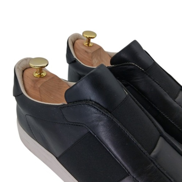 M. GEMI Leather Shoes Mens Size US 10 EU 43 Black Slip On Sneakers Made In Italy - Picture 3 of 13